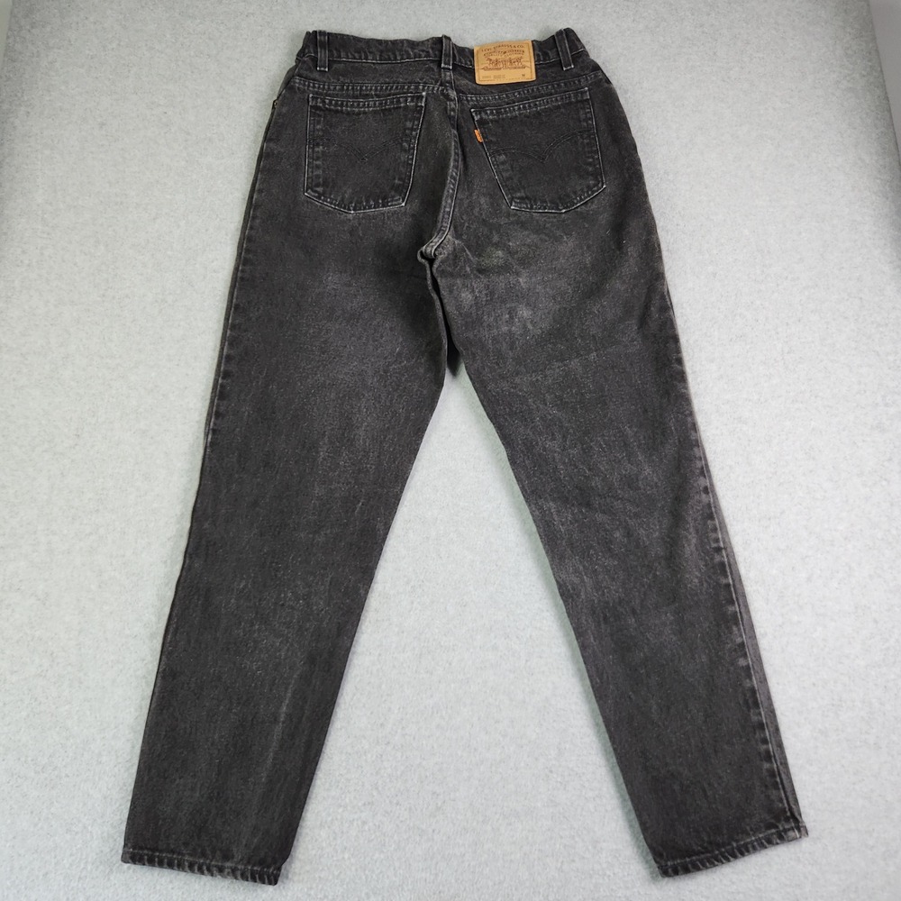 Levi's Jeans Women 14M Black Denim Orange Tab Streetwear Relaxed Fit Tapered Leg
